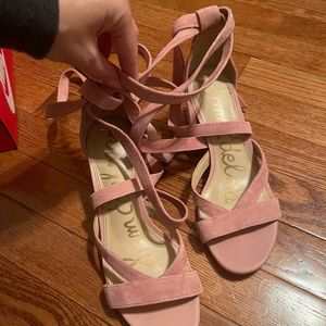 Sam Edelman pink lace up heeled sandal